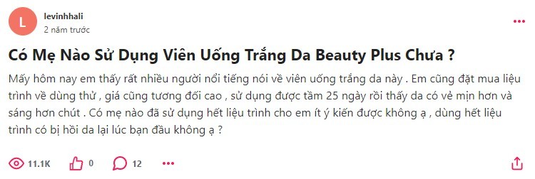 Review viên uống trắng da Beauty Plus webtretho review viên uống trắng da beauty plus webtretho