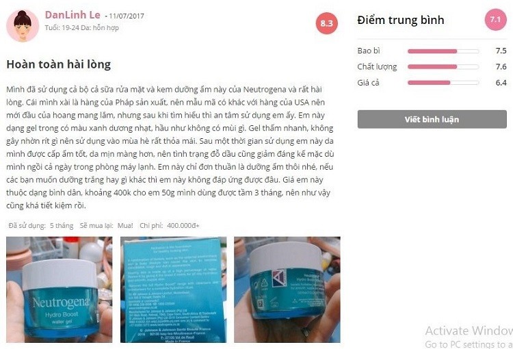kem dưỡng ẩm Neutrogena cho da khô review kem dưỡng ẩm Neutrogena cho da khô review, kem dưỡng ẩm Neutrogena dành cho da khô, kem dưỡng ẩm cho da khô Neutrogena Hydro Boost, kem dưỡng ẩm Neutrogena Hydro Boost water cho da khô, kem dưỡng ẩm Neutrogena cho da khô có tốt không
