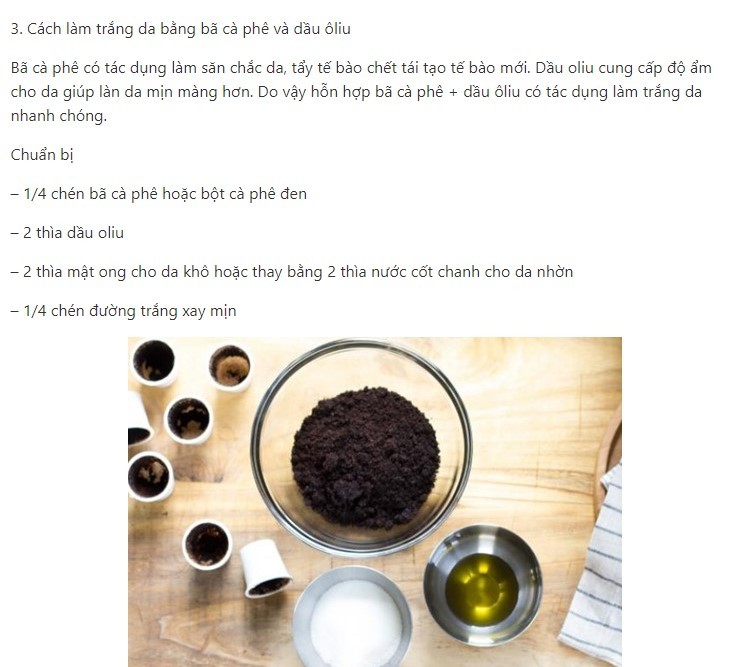 mặt nạ bã cà phê làm trắng da