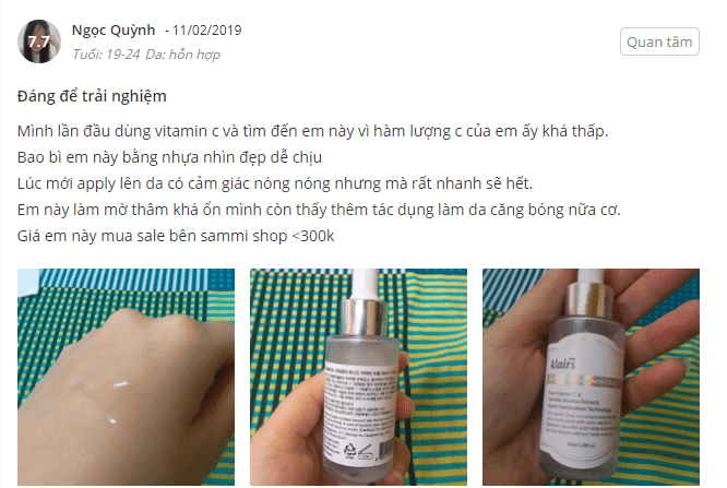 Review Klairs Freshly Juiced Vitamin Drop Klairs Freshly Juiced Vitamin Drop review, Klairs Freshly Juiced Vitamin Drop reviews, review Klairs Freshly Juiced Vitamin Drop, dear Klairs Freshly Juiced Vitamin Drop review, Klairs Freshly Juiced Vitamin Drop sheis, Klairs Freshly Juiced Vitamin Drop có tốt không, tinh chất vitamin c Klairs Freshly Juiced Vitamin Drop
