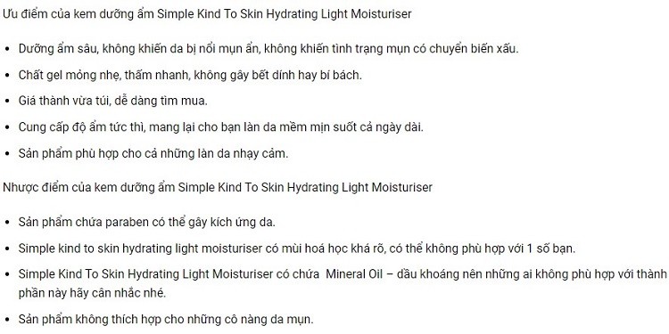 Review kem dưỡng ẩm Simple cho da dầu review kem dưỡng ẩm Simple cho da dầu