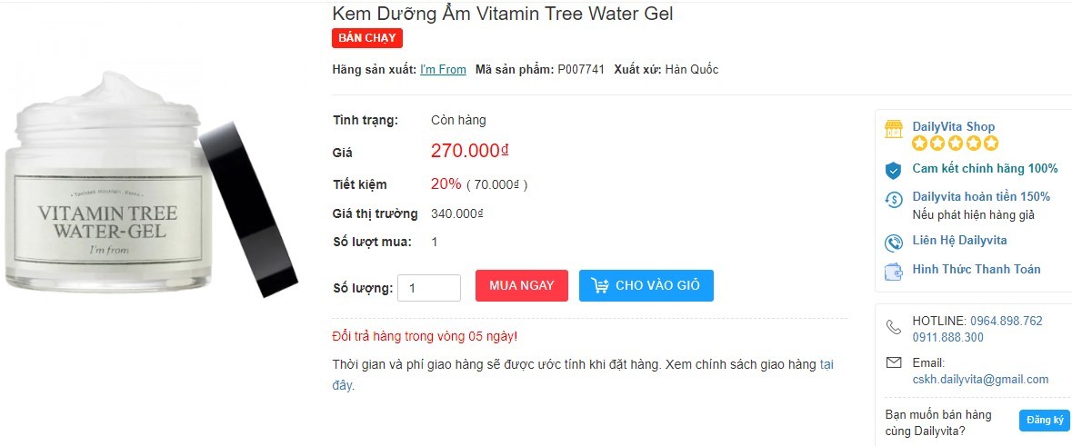 Review kem dưỡng ẩm Vitamin Tree Water Gel chi tiết kem dưỡng ẩm Vitamin Tree Water Gel, kem dưỡng ẩm Vitamin Tree Water Gel hasaki, kem dưỡng ẩm Vitamin Tree Water Gel sheis, kem dưỡng ẩm Vitamin Tree Water Gel giá, review kem dưỡng ẩm Vitamin Tree Water Gel sheis