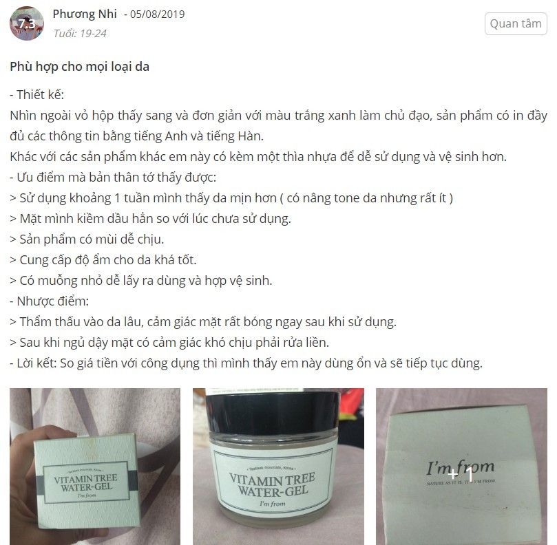 Review kem dưỡng ẩm Vitamin Tree Water Gel chi tiết kem dưỡng ẩm Vitamin Tree Water Gel, kem dưỡng ẩm Vitamin Tree Water Gel hasaki, kem dưỡng ẩm Vitamin Tree Water Gel sheis, kem dưỡng ẩm Vitamin Tree Water Gel giá, review kem dưỡng ẩm Vitamin Tree Water Gel sheis