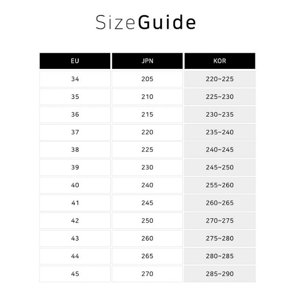 size giày domba, bảng size giày domba, cách đo size giày domba, chọn size giày domba, size giày domba hàn quốc