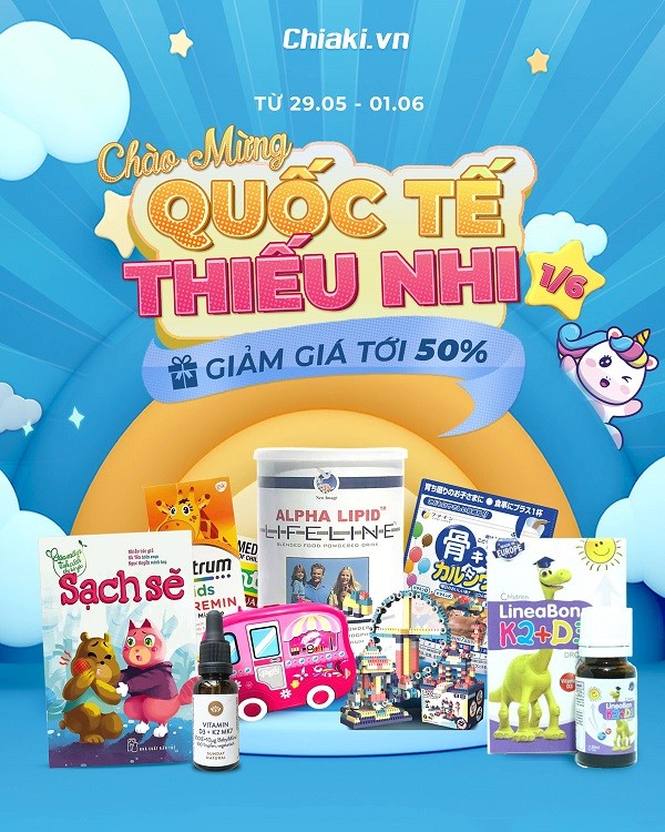 Siêu Sale: Chiaki chào mừng quốc tế thiếu nhi 01/06 ưu đãi giảm tới 50%